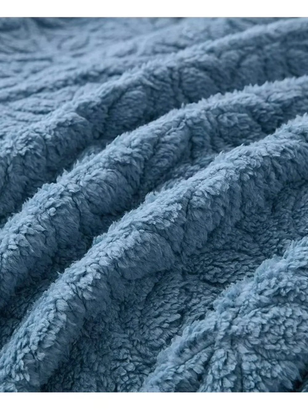 Blue Quilted sherpa king 3 piece Bedspread Set